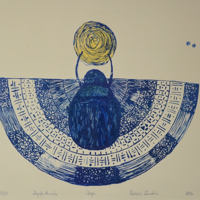 Chepri, Litografia, Akwarela, 10/30, 50x40 cm, 2016