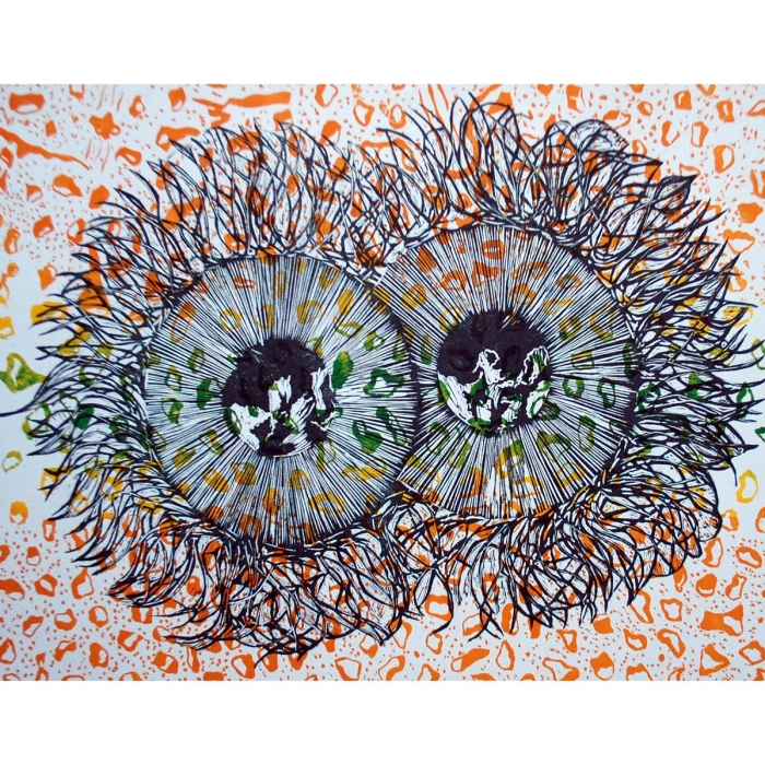 Współistnienie, Linoryt, 2x30, 100x70 cm, 2017