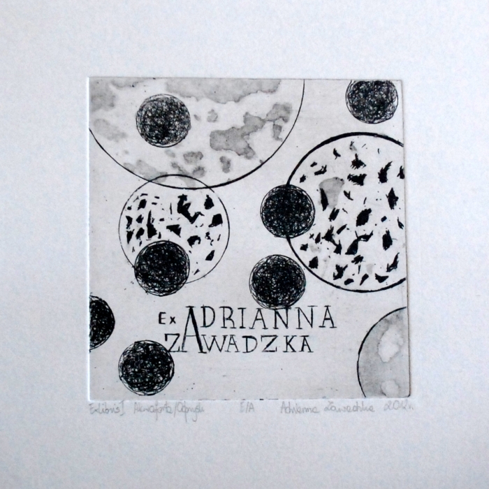 Exlibris AZ, Akwaforta, Akwatinta, 5/30, 10x10 cm, 2014