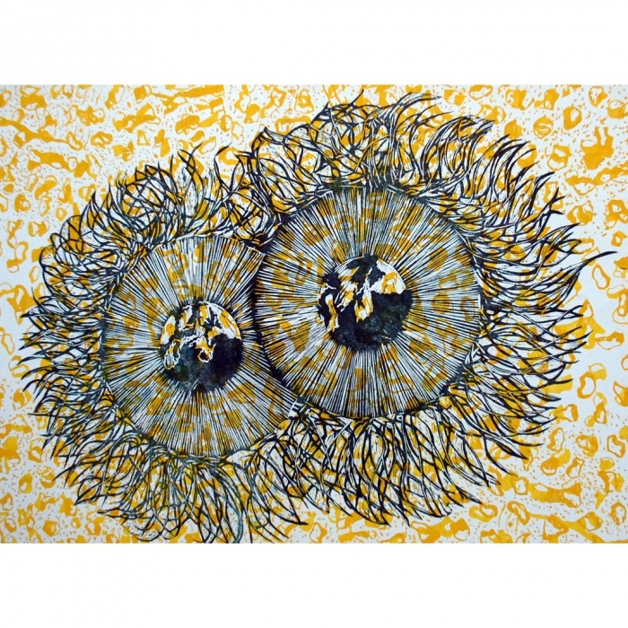Gonitwa komórek, Linoryt, 100x70 cm, 2012