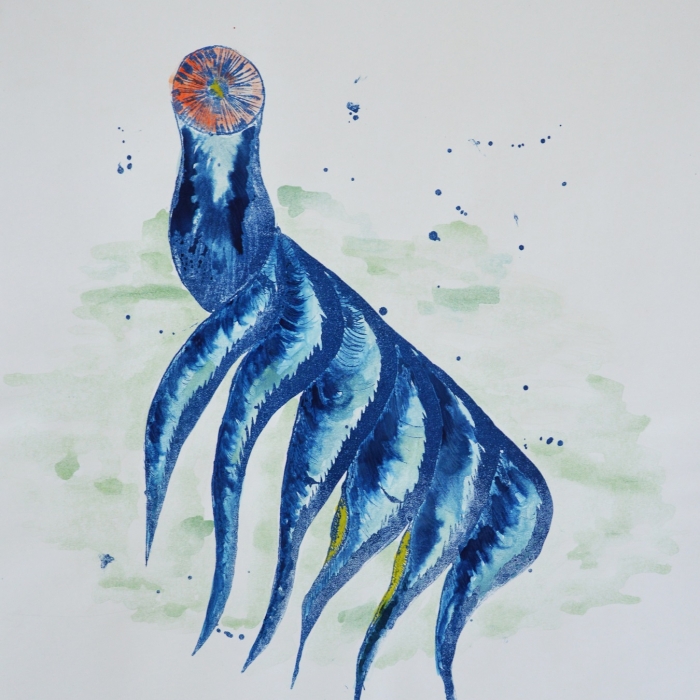 Bezgłowiec sześcionogi, Akwarela, Litografia, 4/30, 47x50 cm, 2016