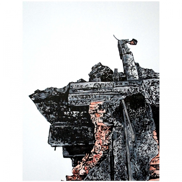 Przeszłość, Linoryt, Akwarela, 4/30,70x100 cm, 2015